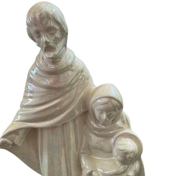 Ceramic Iridescent Holy Family Nativity Figurine - Picture 3 of 7